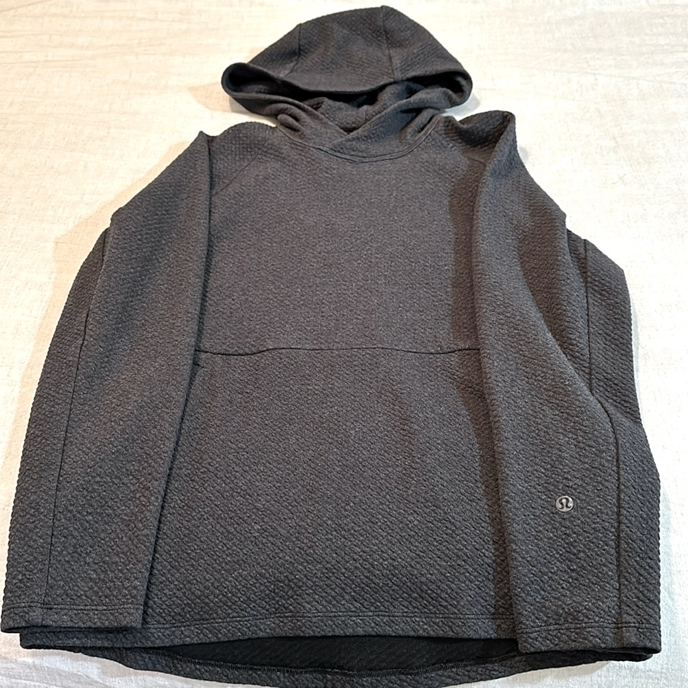 Lululemon Hoodie Heathered Gray Black At Ease Pullover Sweatshirt Size S Mens
